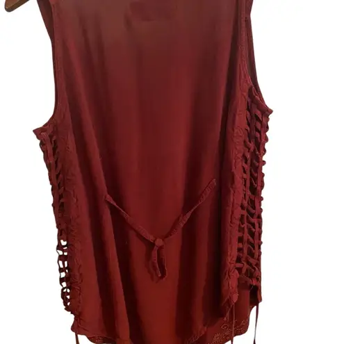 VTG cotton house 90s whimsigoth burgundy embroidered top boho western goth Fall Red Size XL