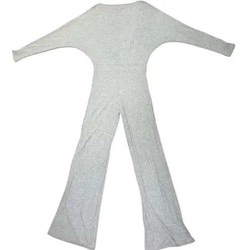 Femme Luxe Women's Gray Ribbed Knit Wide Leg Jumpsuit UK 10 V