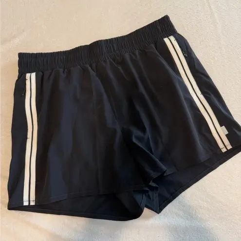 Johnny Was Calme Black Retro Striped Elements Running Shorts Med