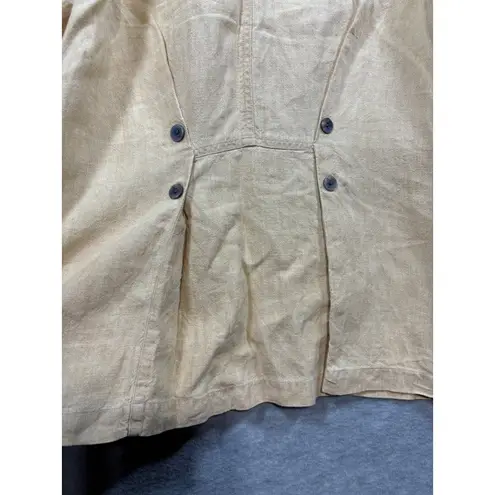 J Jill Womens Blazer Pants Set Size M 12 Beige Yellow 100% Linen Lagenlook