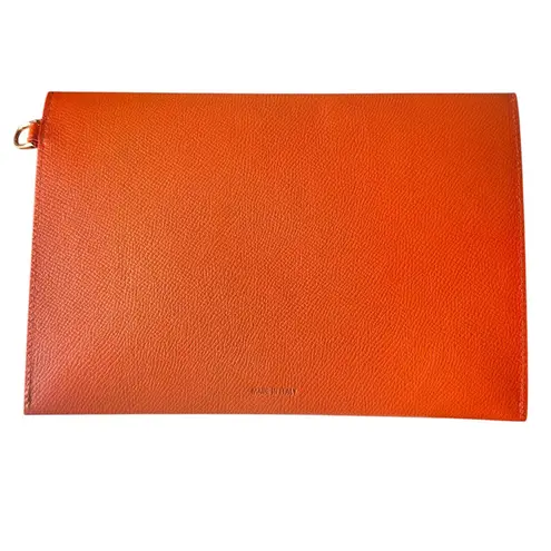 SANTONI Grain Leather Envelope Clutch Orange NEW IN BOX/DUSTBAG