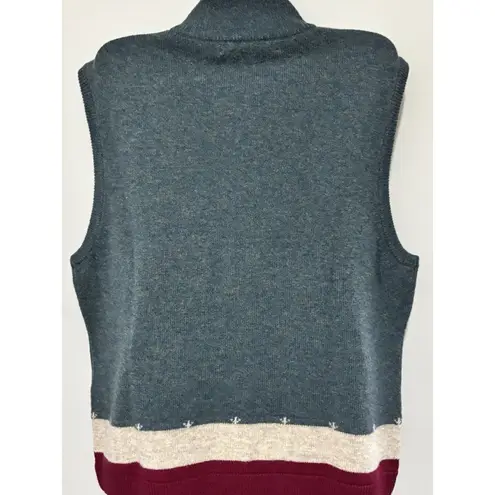 Woolrich Sweater Vest Womens L Blue Lambswool Full Zip Grazing Sheep Cottagecore