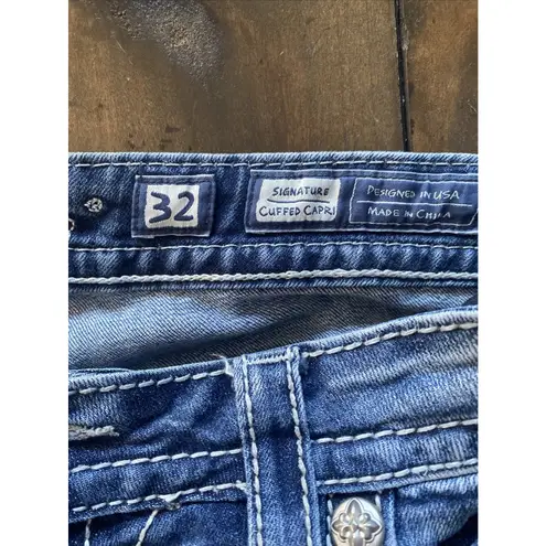 Miss Me  Jeans 32 Womens Crop Denim Cuffed Capri Mid Rise Jeans