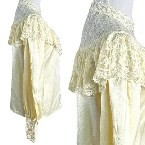 Gunne Sax Vintage 70s Ethereal Dainty Edwardian Prairie Lace Blouse Size Medium