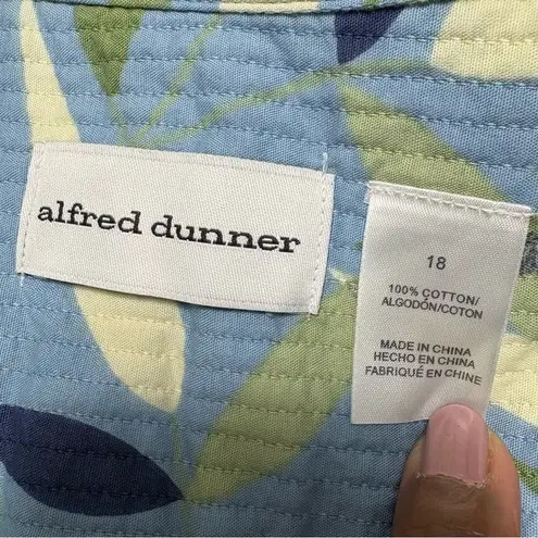 Alfred Dunner Women’s Size 18 100% Cotton Leaf Print Shirt Coastal Grandma