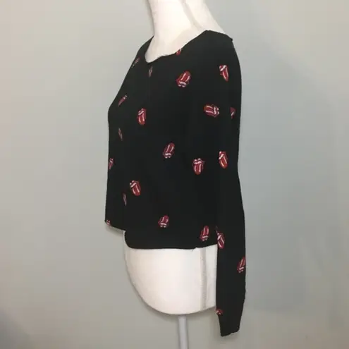 The Rolling Stones NWOT Black Cropped Sweatshirt Top