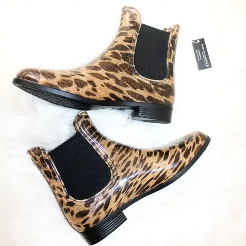 NEW Henry Ferrera Shiny Leopard Print Rain Boot Size 8