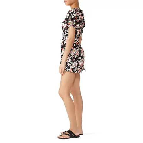Louna Puff Sleeve Romper Women's Medium Black Floral V