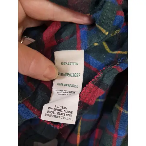 L.L. Bean Relaxed Fit Full Zip Plaid Flannel Hooded Lightweight Jacket Size L Red Size L