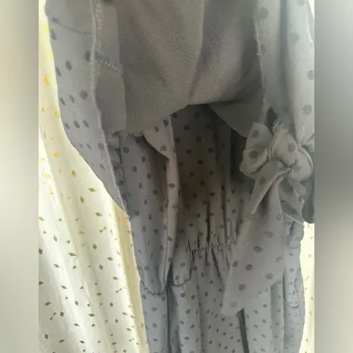 Tyche Polka Dot Spaghetti Straps Keyhole Front Tie Playsuit Romper Pockets L