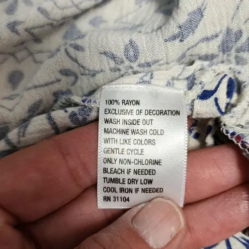 New Directions Blue & White Floral Lantern Sleeve Curvy Kimono Plus Size Size undefined