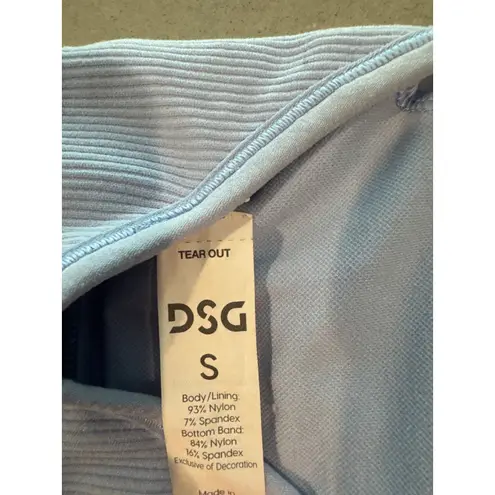 DSG Womens Seamless Ribbed Sports Bra Light Blue V Neck Activewear Small