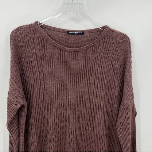 Brandy Melville  brown rib knit crew pullover sweater one size XL