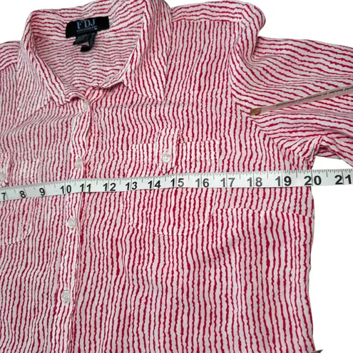 FDJ French Dressing Jeans Red Striped 3/4 Sleeve Blouse Size 8