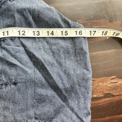 Parker  S Sandra Tassel Trim Chambray embroidered halter denim Dress