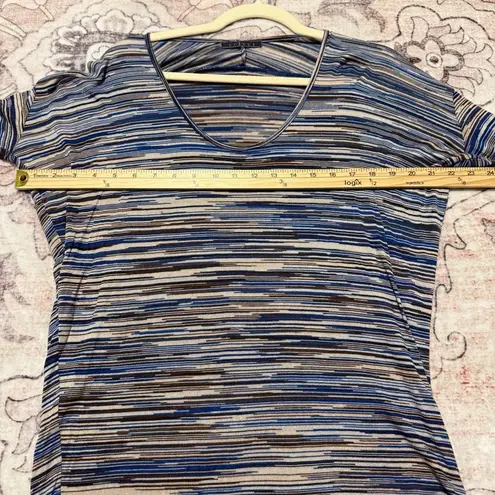 Velvet Tees Anthropologie Velvet by Graham Striped Long Sleeve Scoop Neck Blue and Brown Top