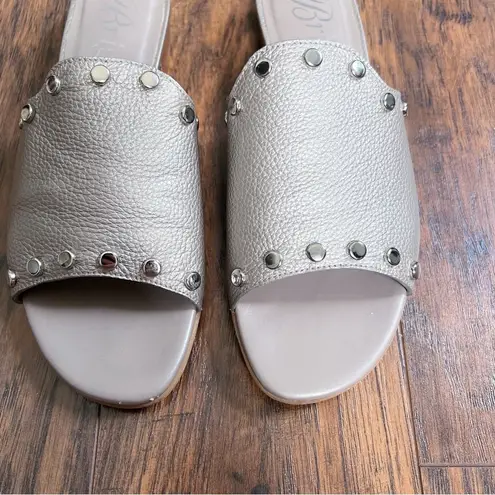 Brighton  • Night Sandals leather studded slides Zinc Pearl made in Italy