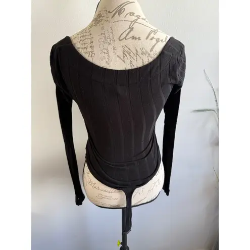 Intimately Free People Bodysuit Long Sleeve Square Neck Top Black XS
