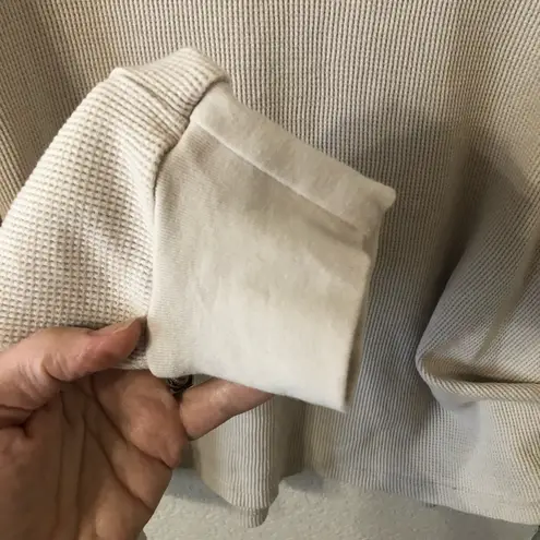 SundryXEvereve Waffle Knit Embroidered Loved Crewneck Top in Off White Sz Medium