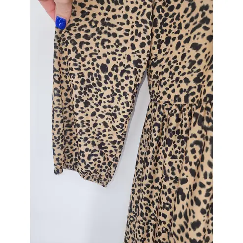 Pull & Bear Leopard Print Tiered Maxi Dress Women’s Size Small Black