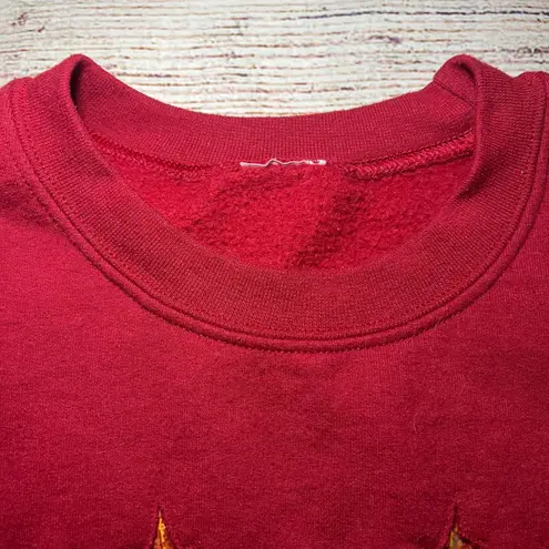 VTG 90s Fall Grandma Sweater Farm Autumn Womens XL Cottagecore Crewneck Red