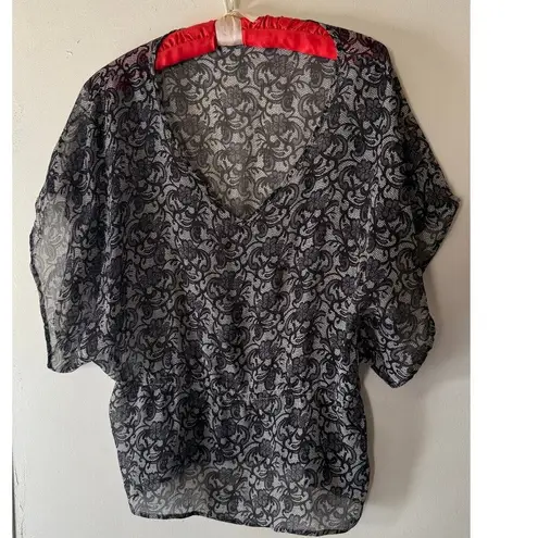 Apt. 9 Black Lace Overlay Blouse Women’s Size L – Sheer Semi-Sheer Top