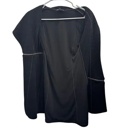 Eva Varro Barcelona Pebble Textured Knit Open Front Long Sleeve Statement Jacket Black Size M