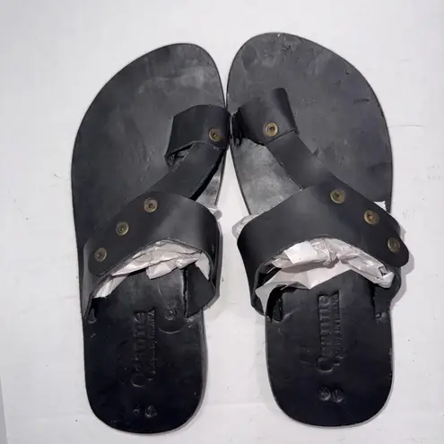 Handmade Ghana Kente Leather Sandals Flip Flops Thongs Tribal Batik Style 41 Size 10