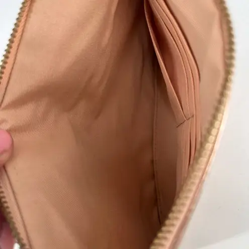 Lodis Rose Gold Metallic Leather Clutch Wristlet Cosmetic Makeup Bag Toiletries Gold