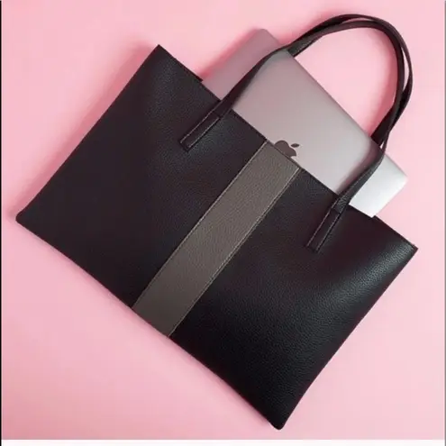 Vince Camuto  Black Pebbled Faux Leather Tote Bag