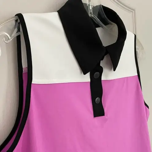 BELYN KEY White Iris Black Colorblock Sleeveless Golf Shirt