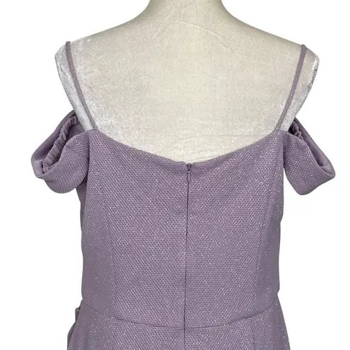 Oleg Cassini David’s Bridal Off The Shoulders Glitter Knit Sheath Dress Size 14 - Image 8