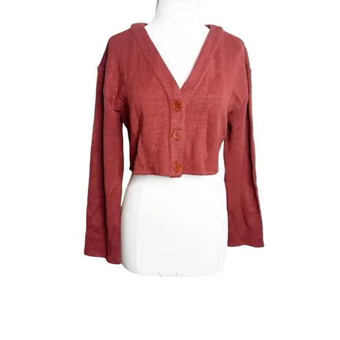 Lovers + Friends  adella Cardigan sweater cropped burnt orange rust sz S revolve