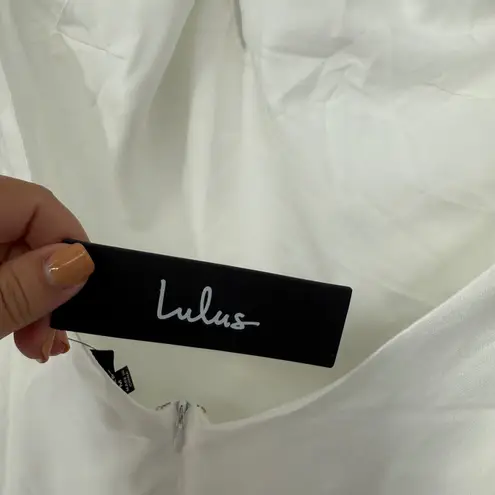 Lulus Beyond Classy White Satin Halter Midi Dress Size M Size M