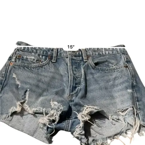 AGOLDE  Parker Vintage Cut Off Distressed Shorts in Swapmeet‎ Light Wash Sz 25