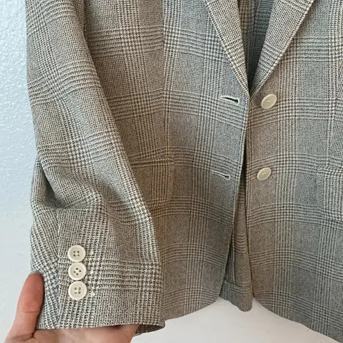 Max Mara  2 Gray plaid Wool 2-Button Blazer Jacket