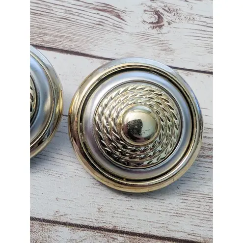 Vintage Clip On Earrings Gold/Silver Tone Rope Design Large Just Under 1 & 5/8"