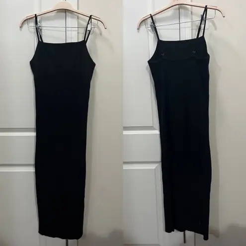 ALC Frank A.L.C. Black Knit Spaghetti Strap Midi Dress Size XL
