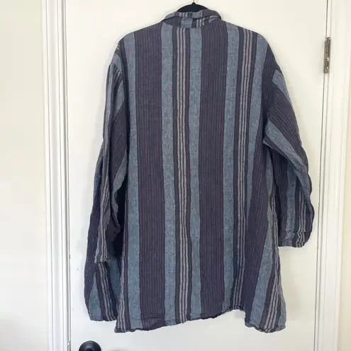 Bryn Walker $168 Mirren Barcelona Tunic 100% Linen Striped Shirt Top Size Large