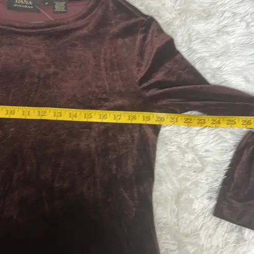 Dana Buckman Crushed Velvet Top Deep Merlot Size M