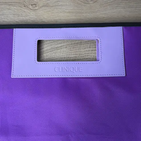 Clinique Bag Shopping Travel Tote Cut Out Handle Purple Pouch Limited Retro Chic