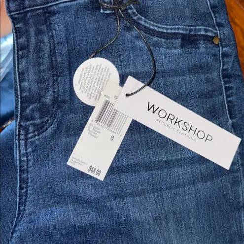 Workshop Republic Clothing WORKSHOP Republic Jeans Size 10 Dark Blue High Rise Cuffed Skinny Ankle Stretch