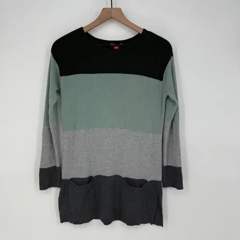 Vince Camuto  Colorblock Waffle Knit Long Sleeve Pocket Tunic Sweater XS
