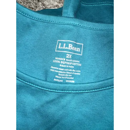 LL Bean Women's Pima Cotton Tee Shell BUNDLE LOT PLUS SIZE 2X Ivory Teal EUC