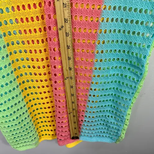 Rainbow Crochet Cover Up Medium Colorblock Festival Dopamine Dressing Beach Y2K