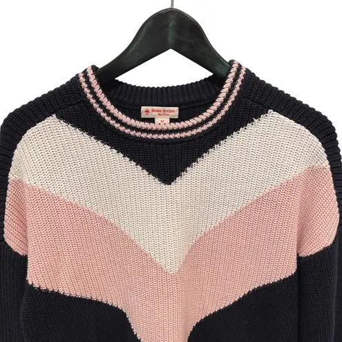 Brooks Brothers Red Fleece Women's Chevron Knit Sweater Navy Pink White Size M