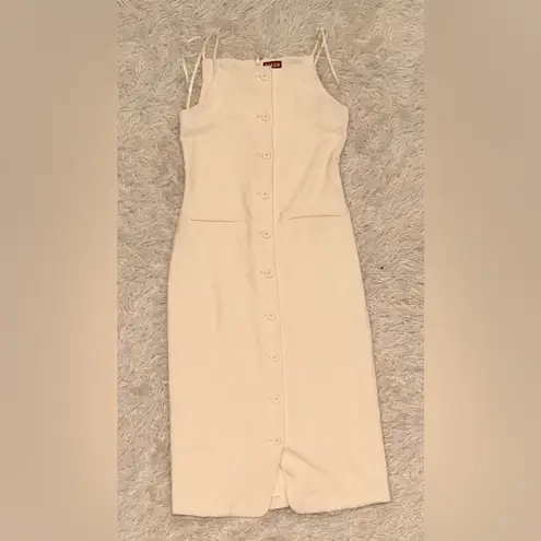 STAUD NEW! Una ivory button down sleeveless Midi dress sz L