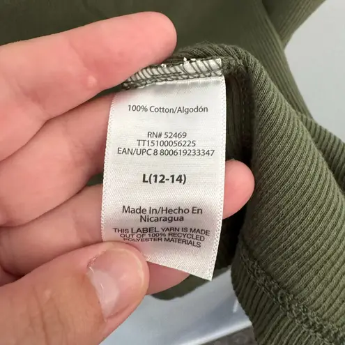 Time And Tru Ribbed Crew Neck Tee Shirt Women's Size Large / 12 - 14 Olive Green - Image 4