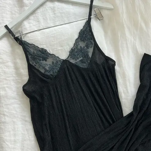 Vintage Black Silk Gauze Midi Dress Slip Size M/L Size M