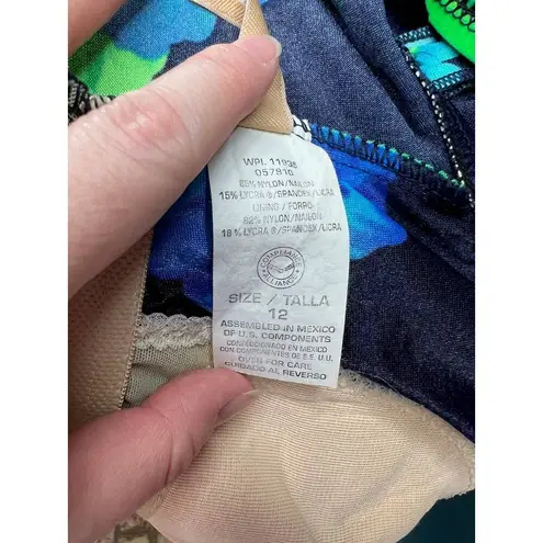 La cove swimsuit floral modesty panel skirtlet blue green Size 12